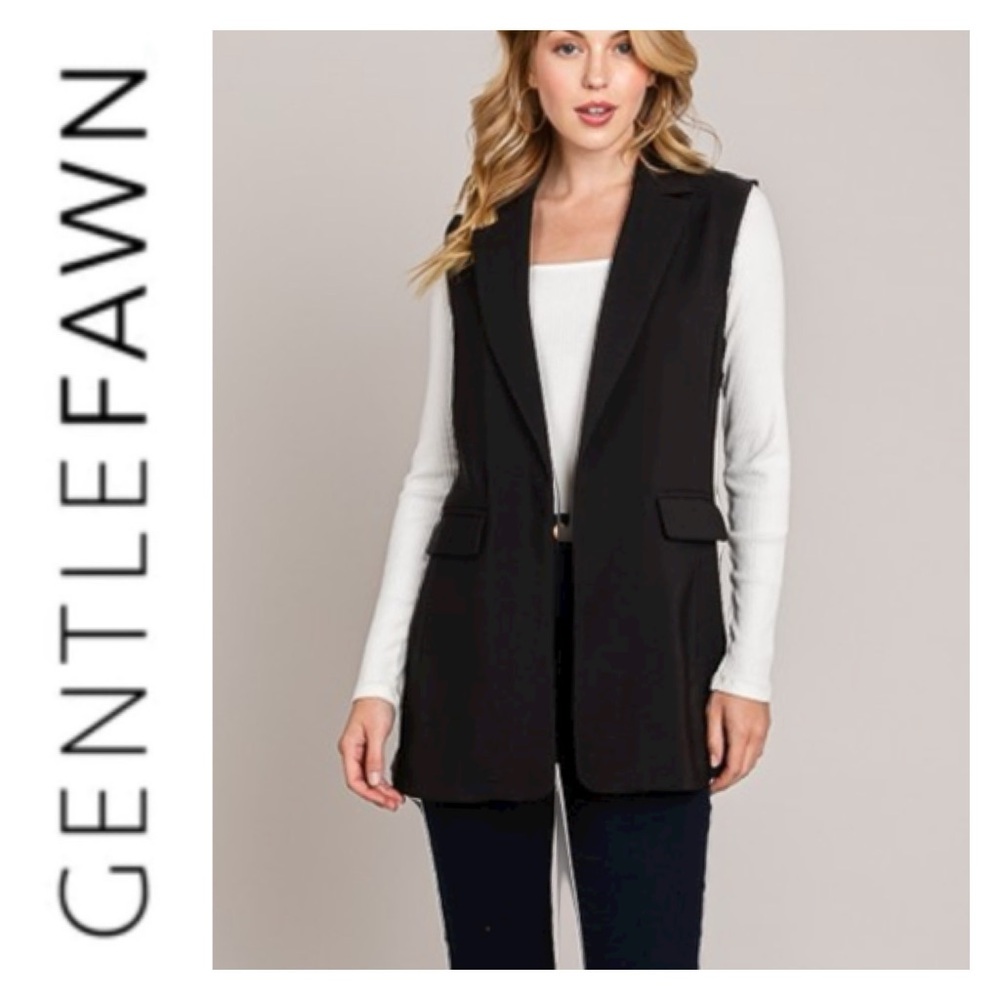 GENTLE FAWN Black Oversized Sleeveless Blazer Vest Size XS
